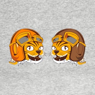 Two Tigers wearing vintage flying helmet's and goggles T-Shirt